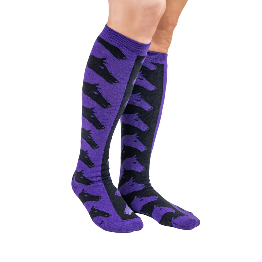 Purple & Black Escher Horse Women's Socks